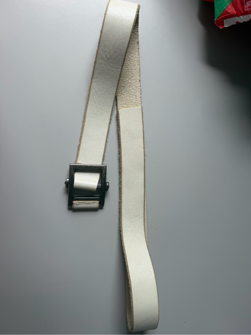 Unbranded Cream Leather Slide Lock Tension Roller Buckle Belt One Size